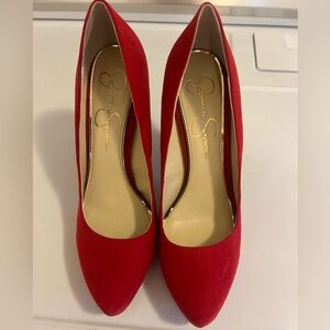 Jessica Simpson Red microfiber Pumps Size 9